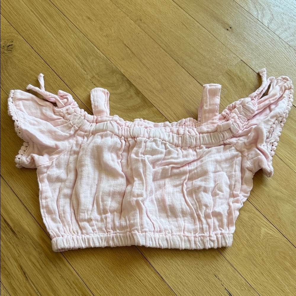 Rare Editions Pink Off-Shoulder Crop Top